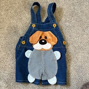 Baby Denim Shorts Overalls Dog Size 9-12 months 90s style
